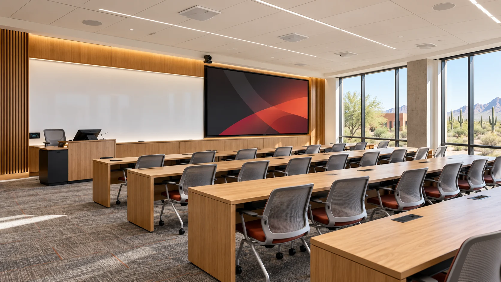 Illustrative AV room concept, not a photograph of this installation