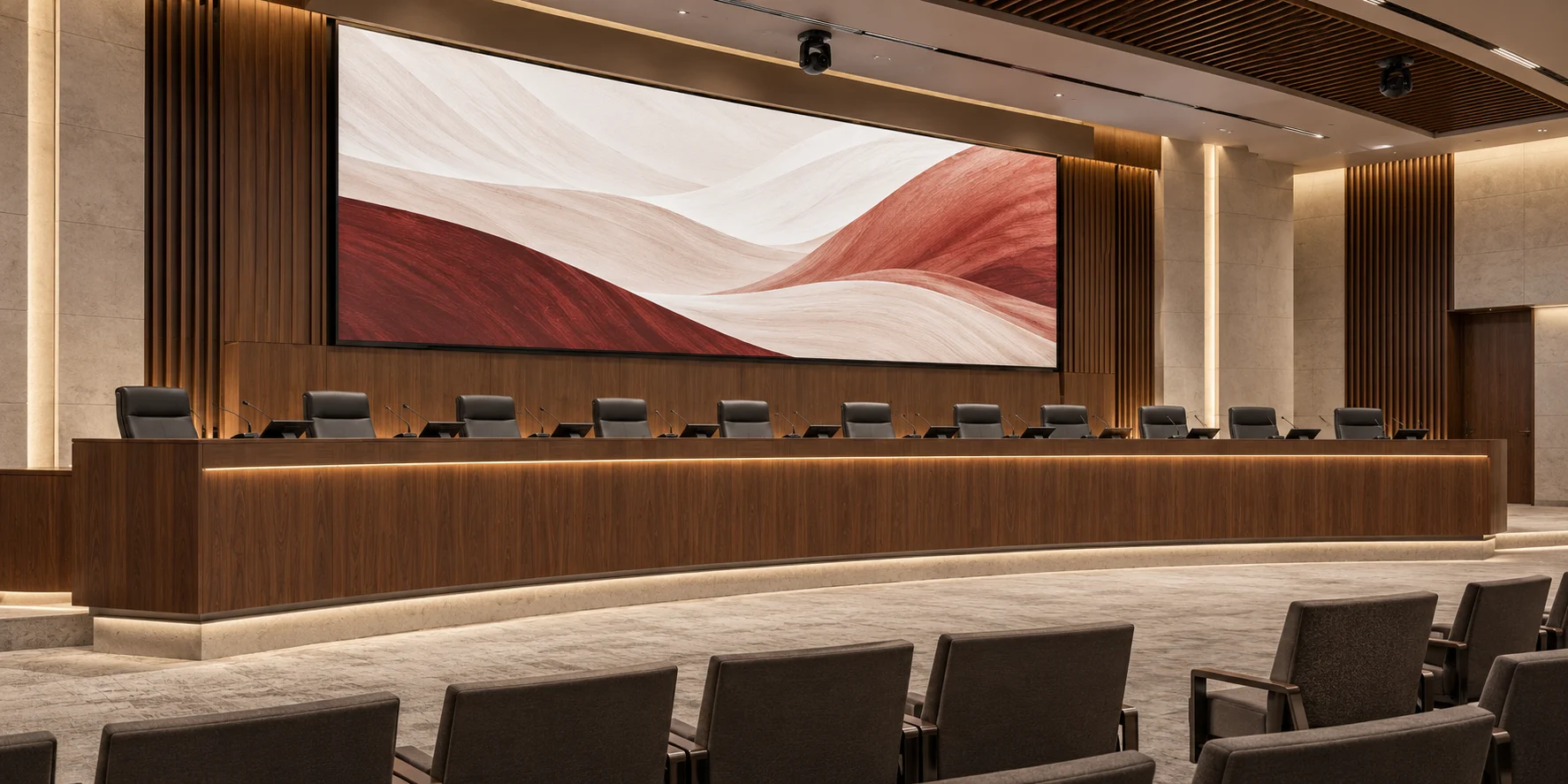 Illustrative AV room concept, not a photograph of this installation